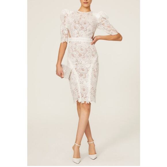 Bronx & Banco White Embroidered Lace Back Cutouts Madeline Lace Bride Dress XS - Picture 1 of 16